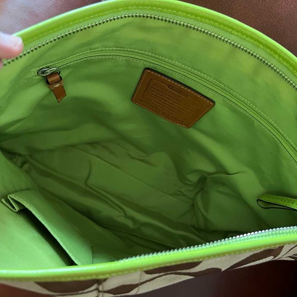 Coach Purse signature cloth purse- green- NEVER U… - image 3