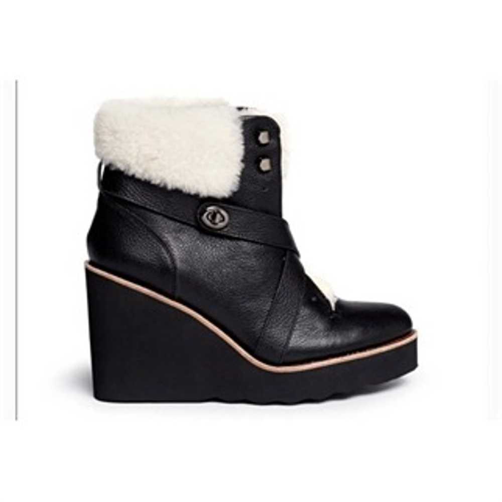 Coach Kenna shearling leather Ankle Boots black s… - image 1