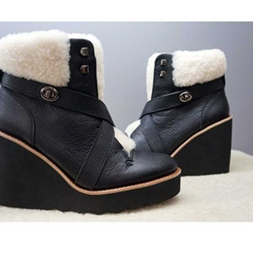 Coach Kenna shearling leather Ankle Boots black s… - image 2