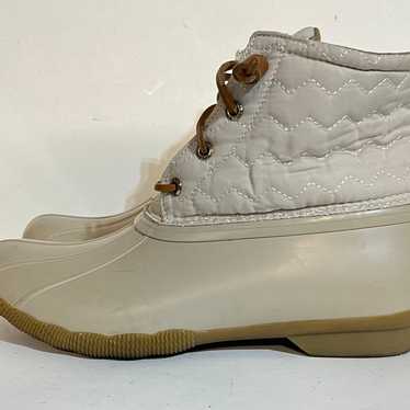 Sperry Saltwater Chevron Ivory Quilted Duck Boots 