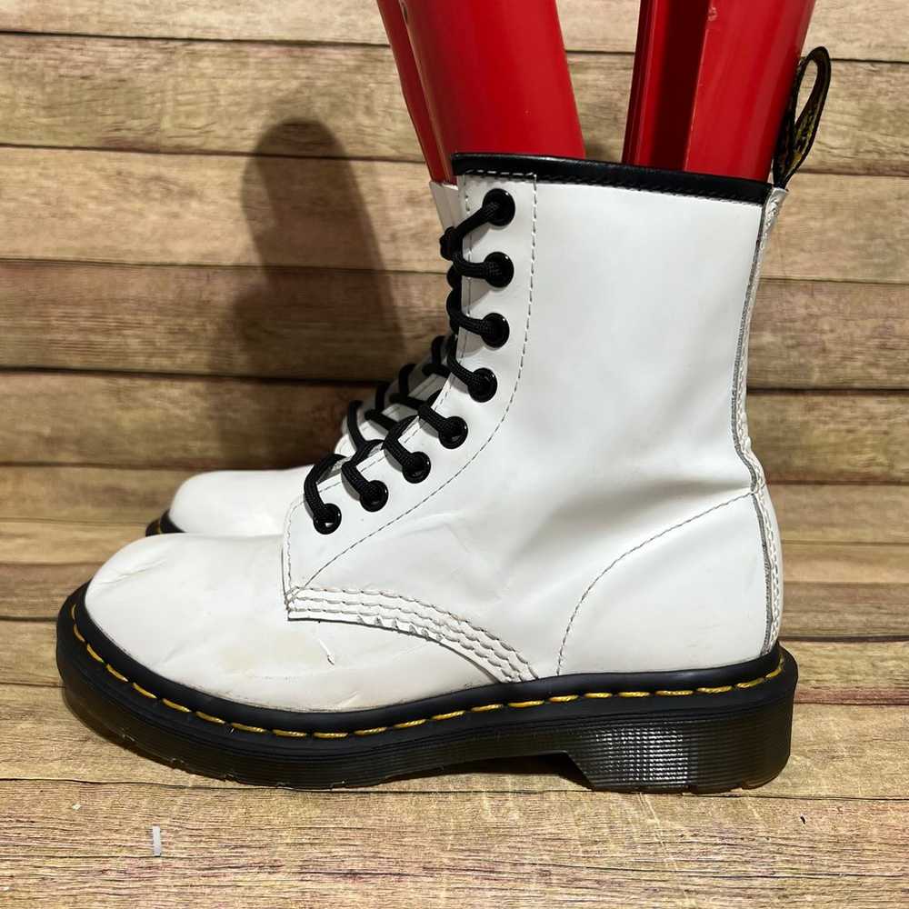 Dr. Martens White Leather Lace Up Boots - image 1