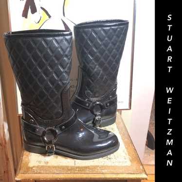 SZ 39/SZ 8-STUART WEITZMAN BLACK QUILTED TALL BOOT