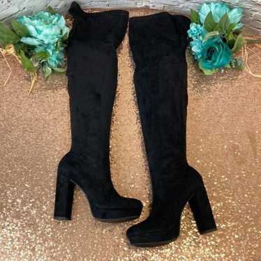 Madden Girl Groupie Black Over-the-Knee Boots 7M - image 1