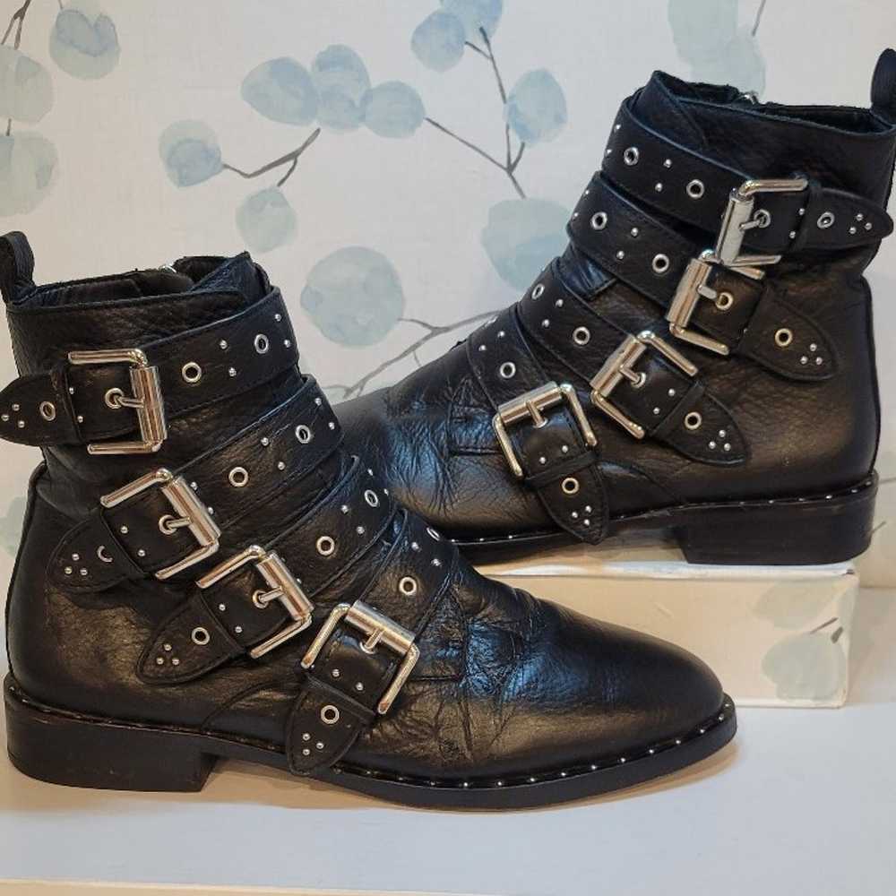 Rebecca Minkoff  Seren Black Leather  Moto  Boots… - image 2