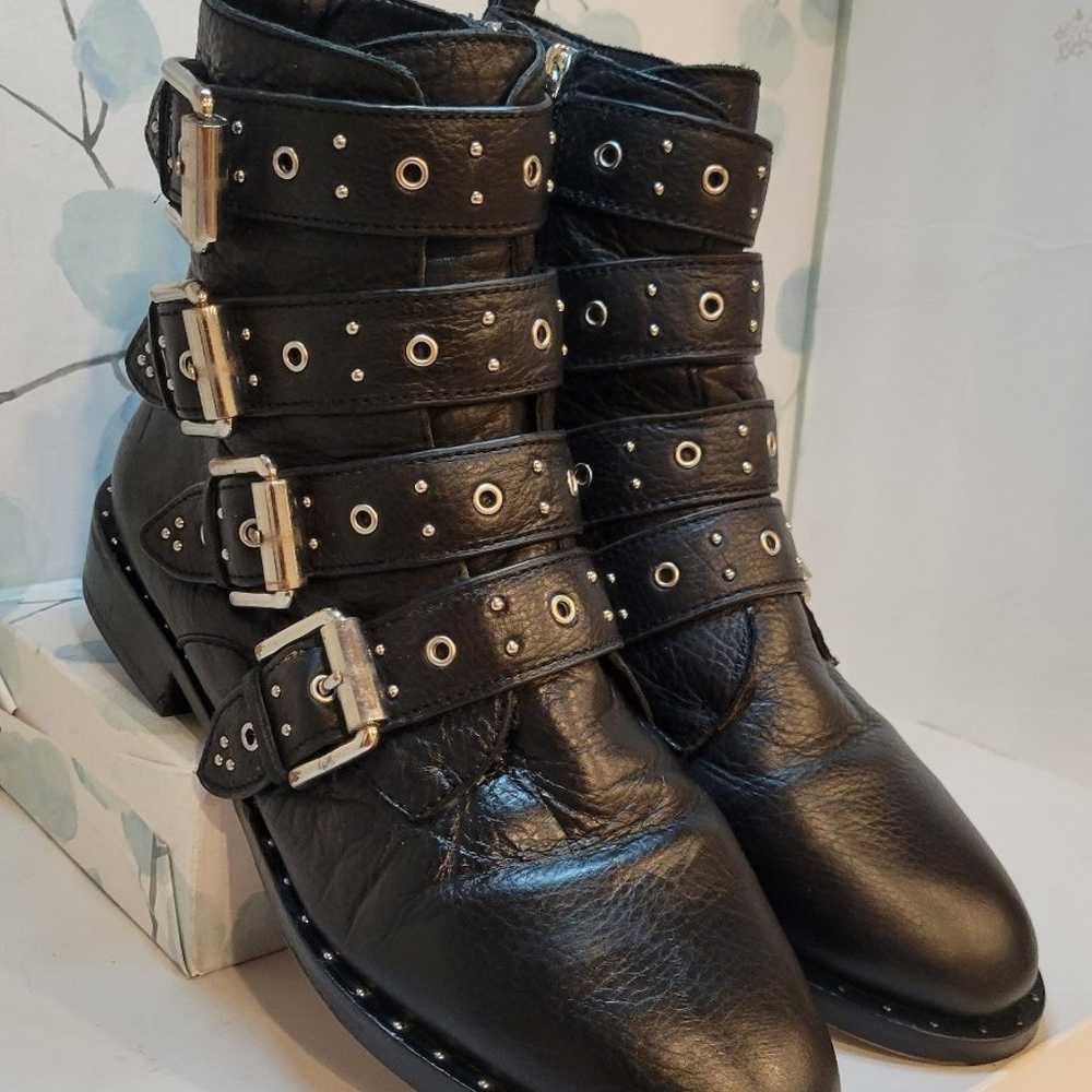 Rebecca Minkoff  Seren Black Leather  Moto  Boots… - image 3