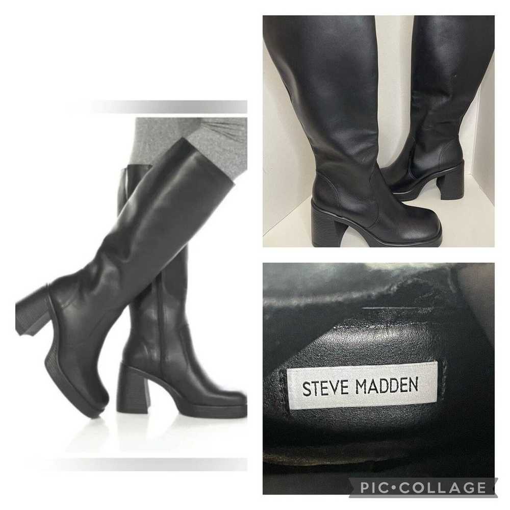 Steve Madden Fanatik Leather Boot Black Size 10 M… - image 1