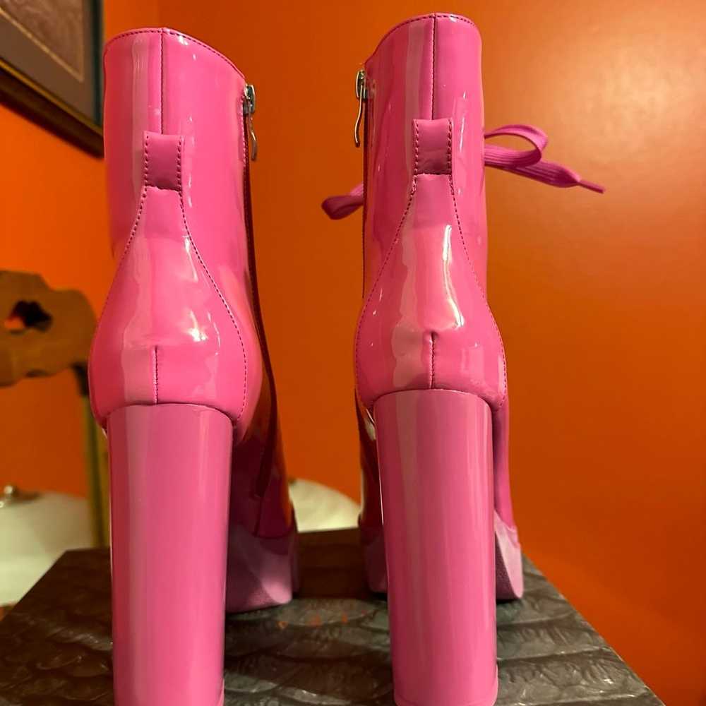 Azalea Wang Pink Faux Patent Leather Mid Calf Boo… - image 4