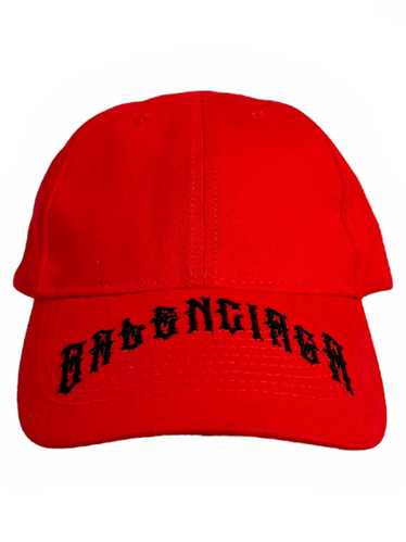 Balenciaga Gothic Tattoo Logo Hat (Red L)