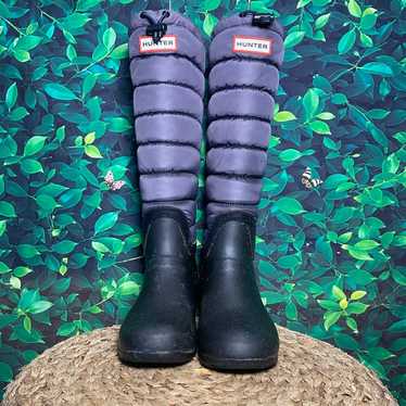 Hunter rubber quilted puffer boots black grey wate