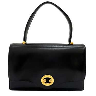 Hermes Hermes handbag box calf black flap vintage… - image 1