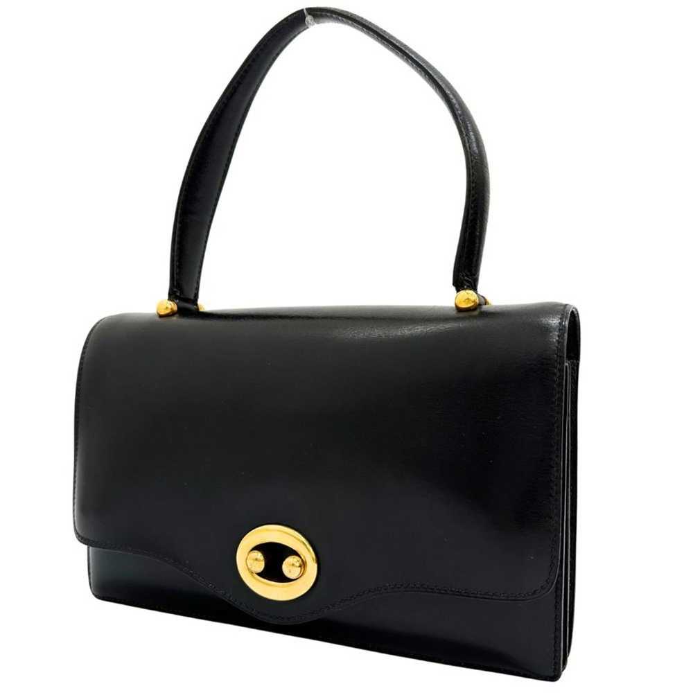 Hermes Hermes handbag box calf black flap vintage… - image 2