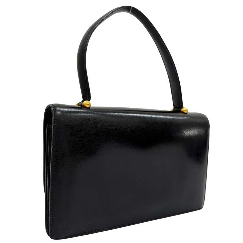 Hermes Hermes handbag box calf black flap vintage… - image 3
