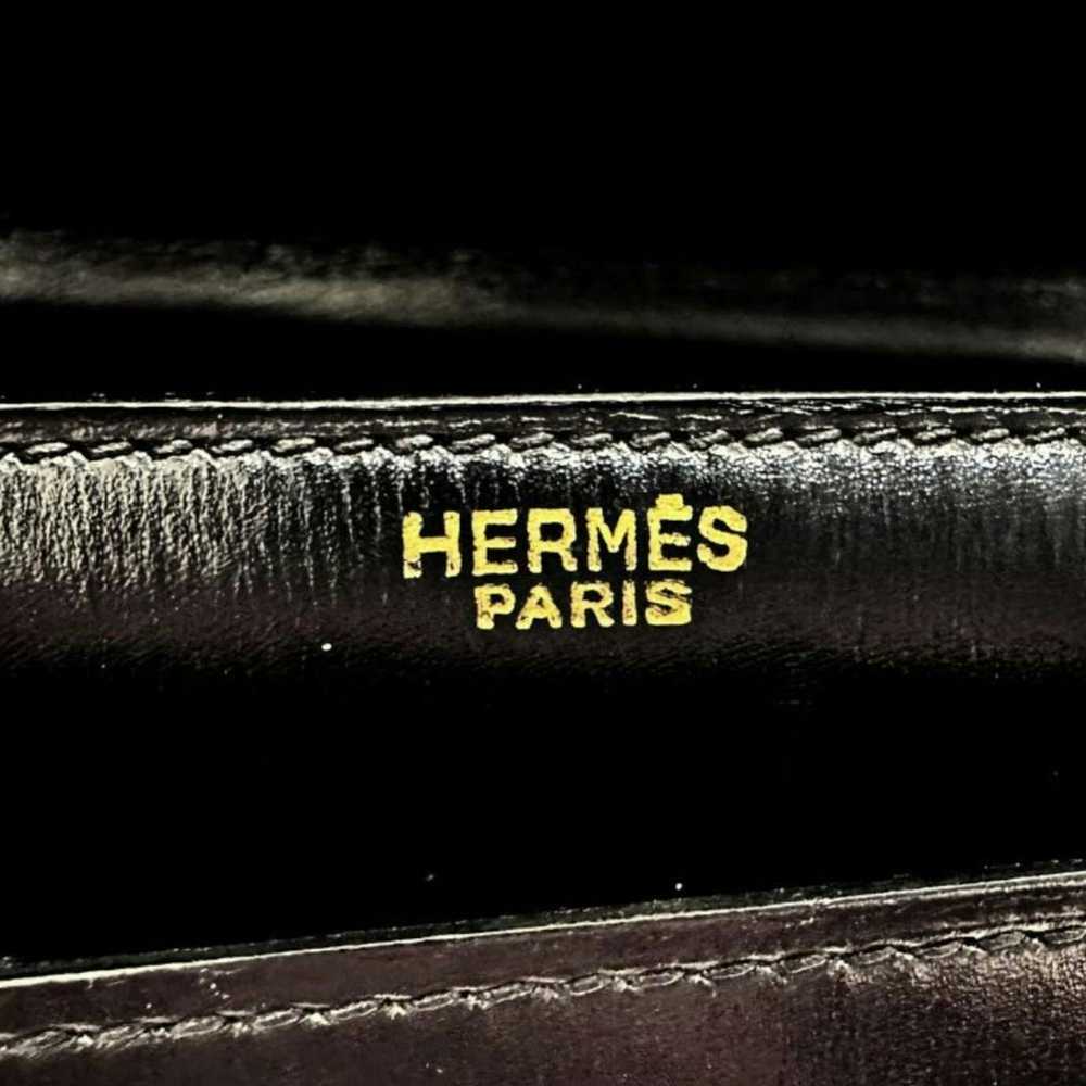 Hermes Hermes handbag box calf black flap vintage… - image 7