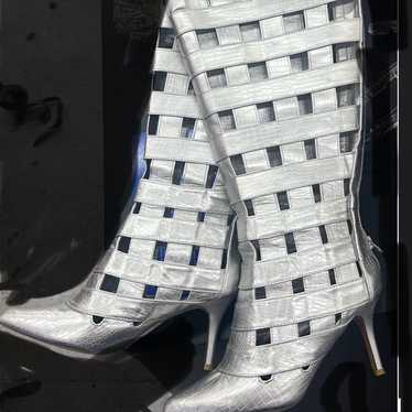 Silver cut out boots