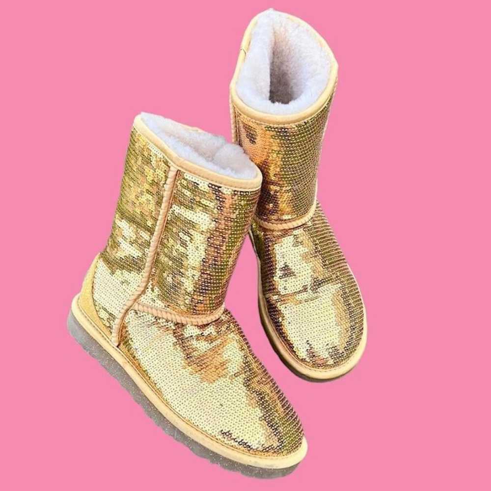 Uggs Gold Sequin Bling Boots - image 4