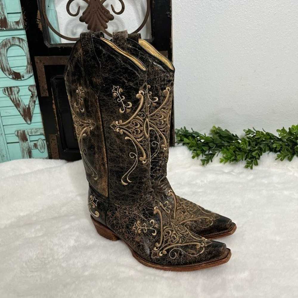 Circle G by Corral embroidered boots sz 7.5M EUC - image 6