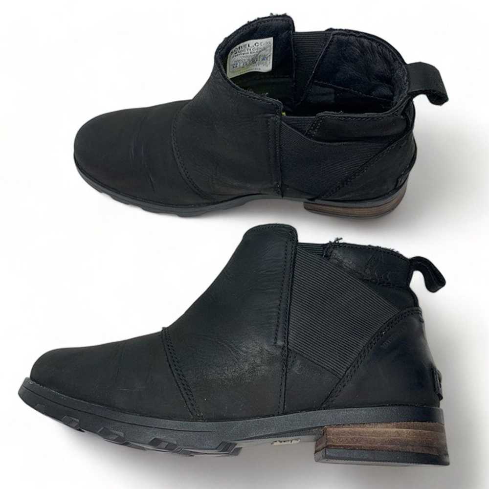 Sorel Emelie Chelsea Ankle Boot Black Leather Wat… - image 1