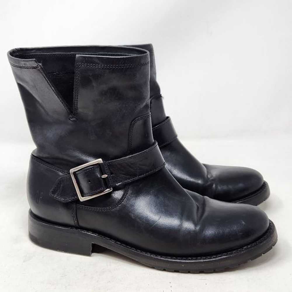 FRYE Natalie Engineer Short Boots Black Leather 6B - image 3