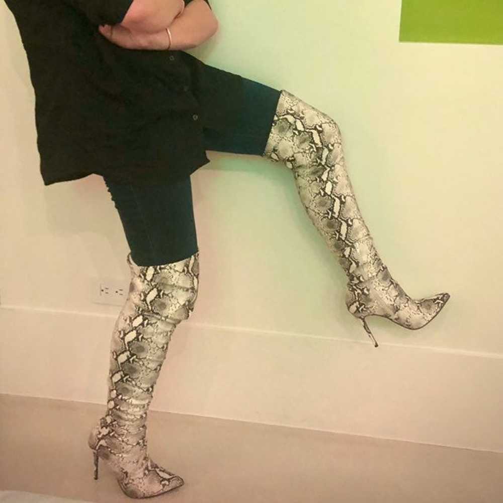 Thigh-High Snakeskin Boots - image 2