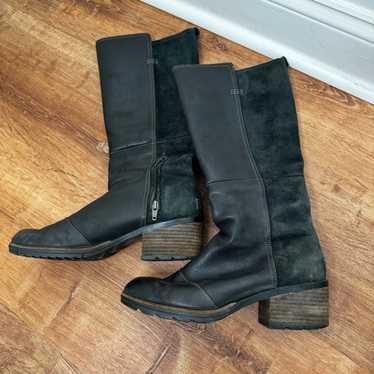 Sorel Cate Tall Black Suede Leather Boots
