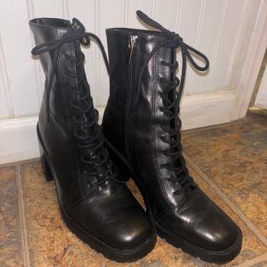 NWOT Saks Fifth Ave Heeled Lace Up Booties - image 1