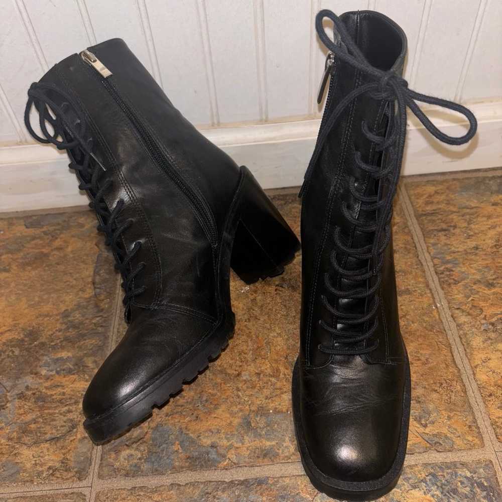 NWOT Saks Fifth Ave Heeled Lace Up Booties - image 3