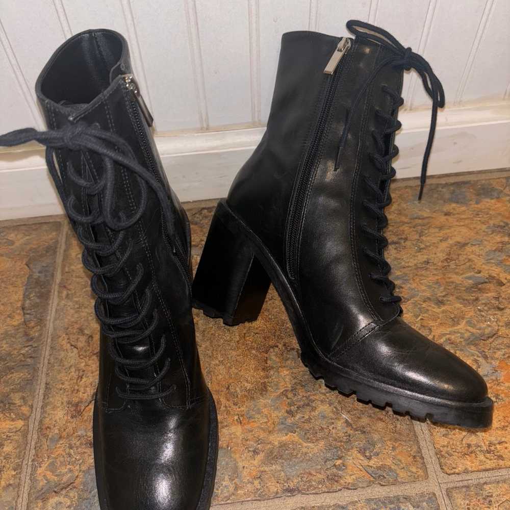 NWOT Saks Fifth Ave Heeled Lace Up Booties - image 4