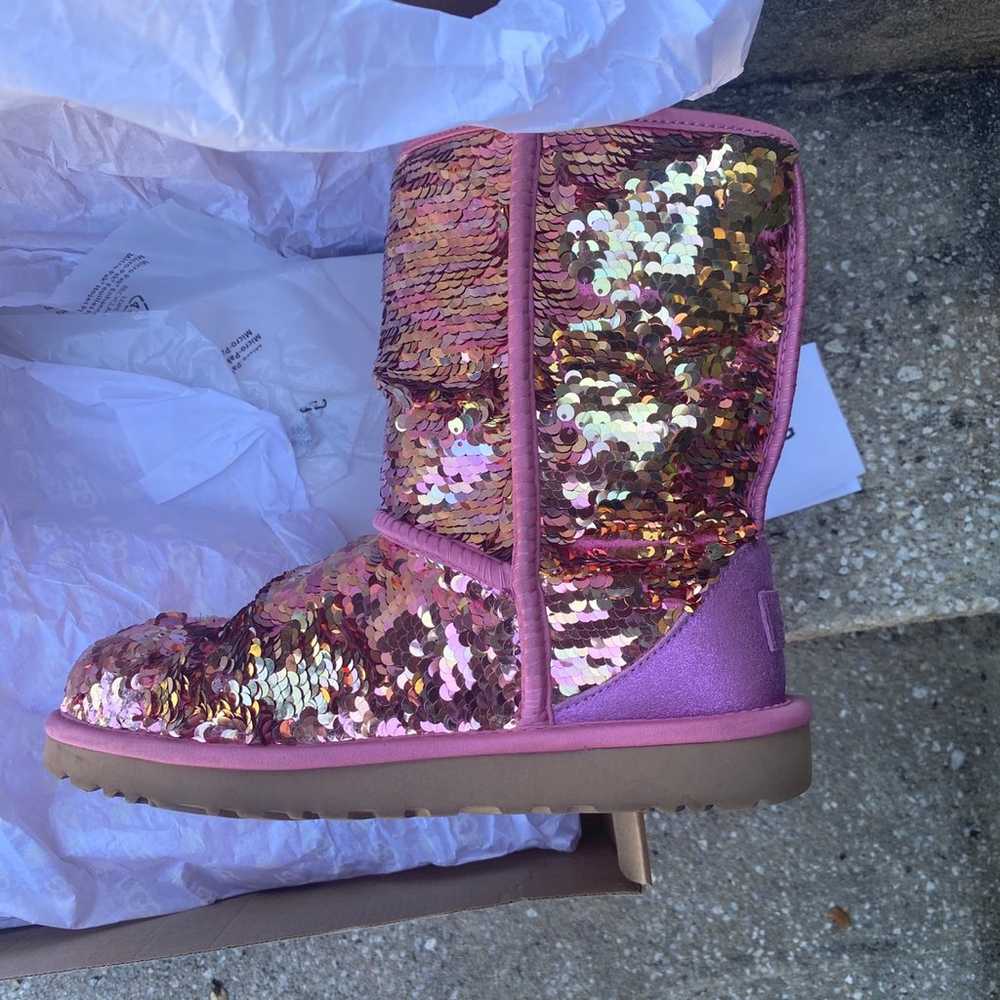 Like new pink sequin uggs - image 1