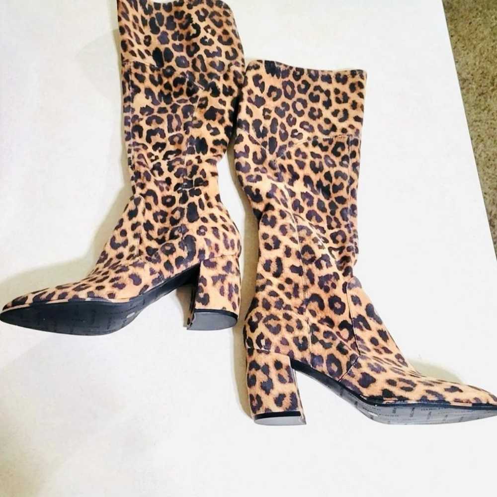 Marc Fisher Tall Stretch Leopard Chunky Heel Side… - image 2