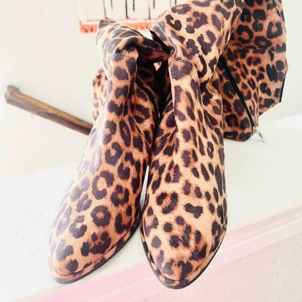 Marc Fisher Tall Stretch Leopard Chunky Heel Side… - image 5
