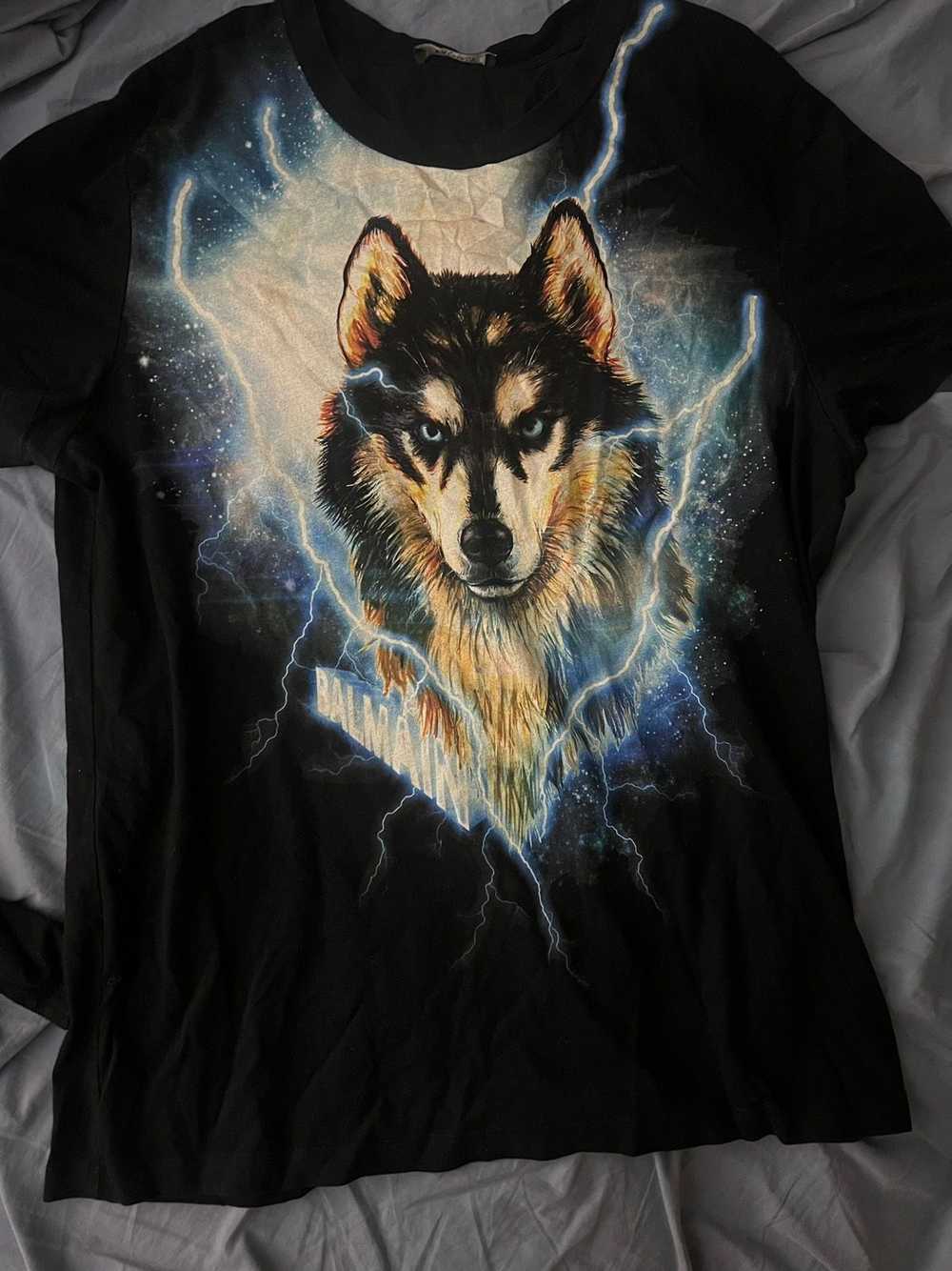 Balmain Balmain Wolf Print Cotton T-Shirt - image 1