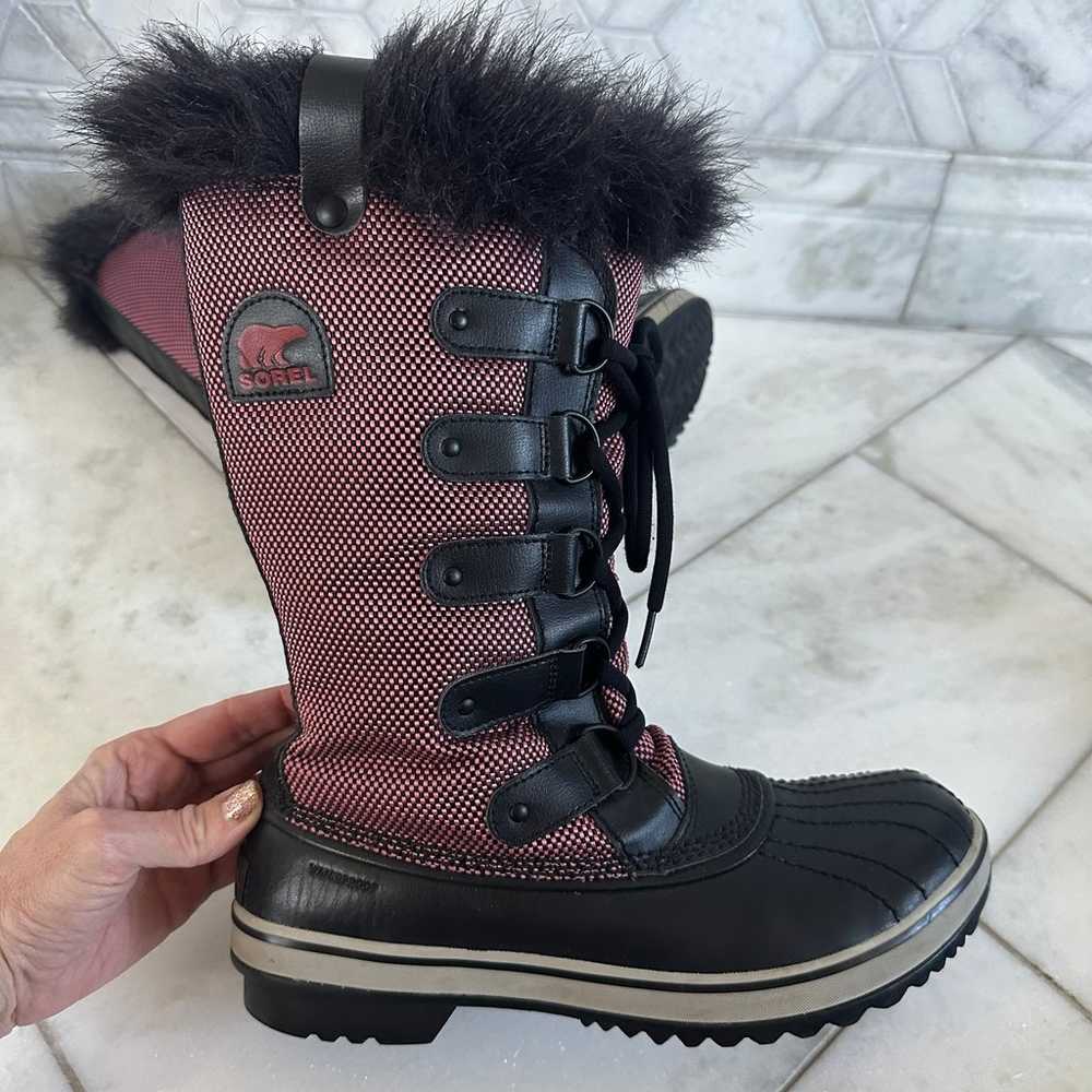 Size 8.5 Women’s Sorel Tofino Black and Pink Faux… - image 4