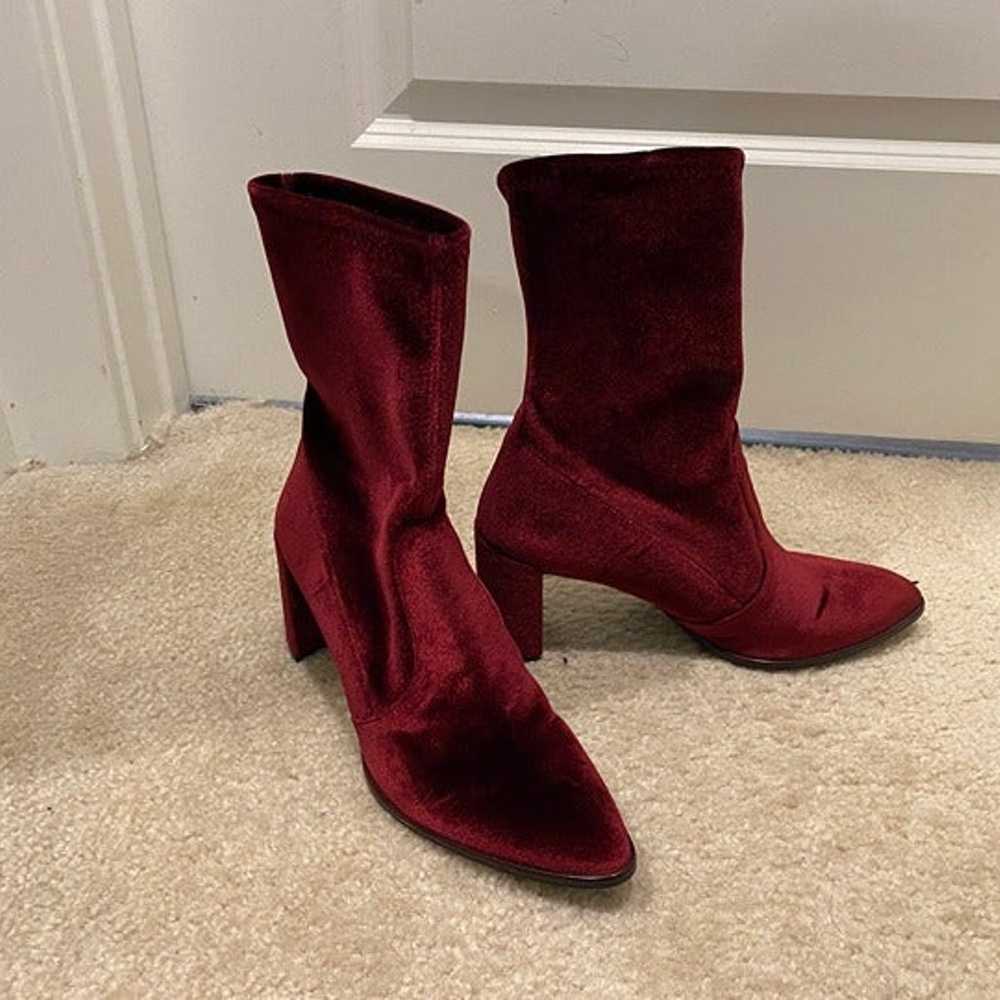 Stuart Weitzman Red Velvet  Ankle Boots - image 2