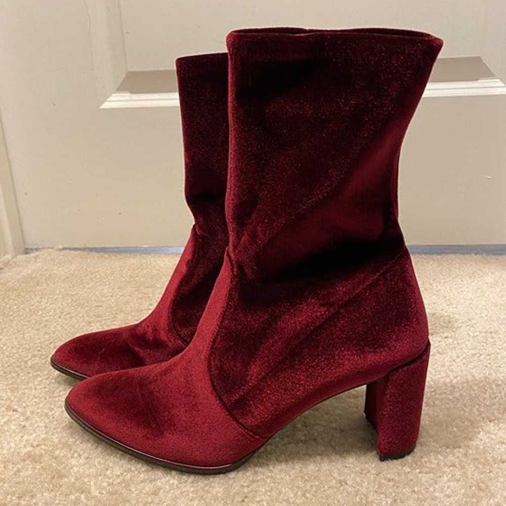 Stuart Weitzman Red Velvet  Ankle Boots - image 3