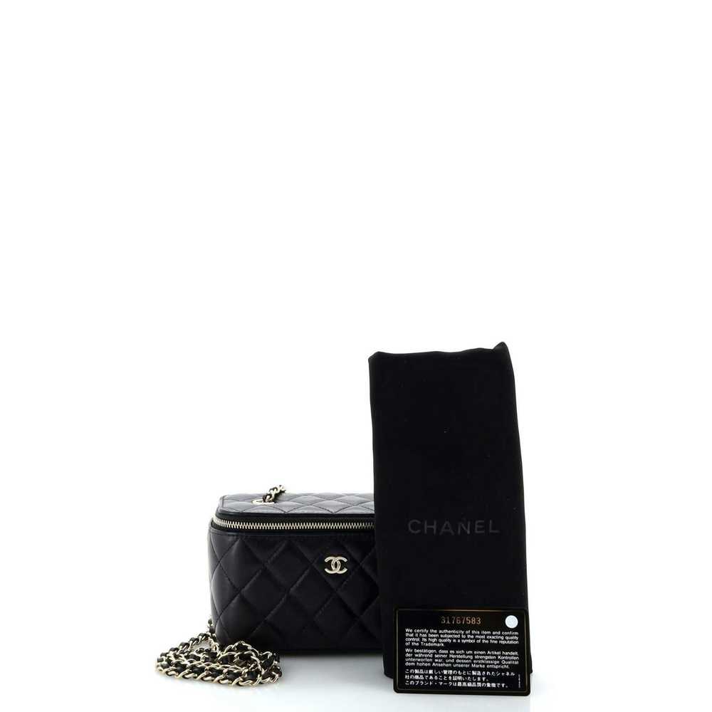 Chanel Classic Vanity Case with Chain Quilted Lam… - image 2