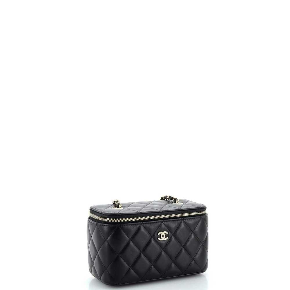 Chanel Classic Vanity Case with Chain Quilted Lam… - image 3