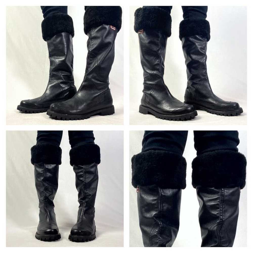 Hunter Black Steamboat Shearling Trim Tall Boots … - image 2