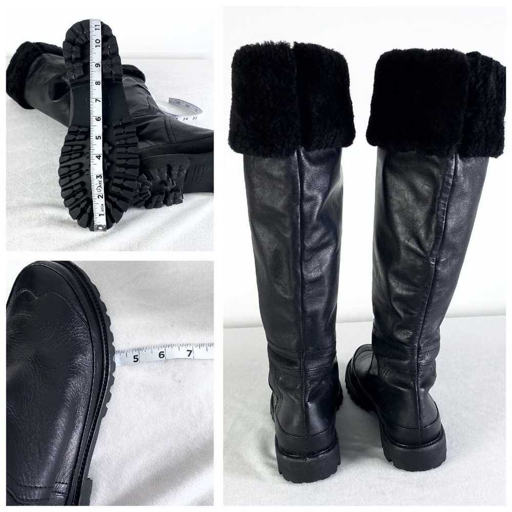 Hunter Black Steamboat Shearling Trim Tall Boots … - image 4