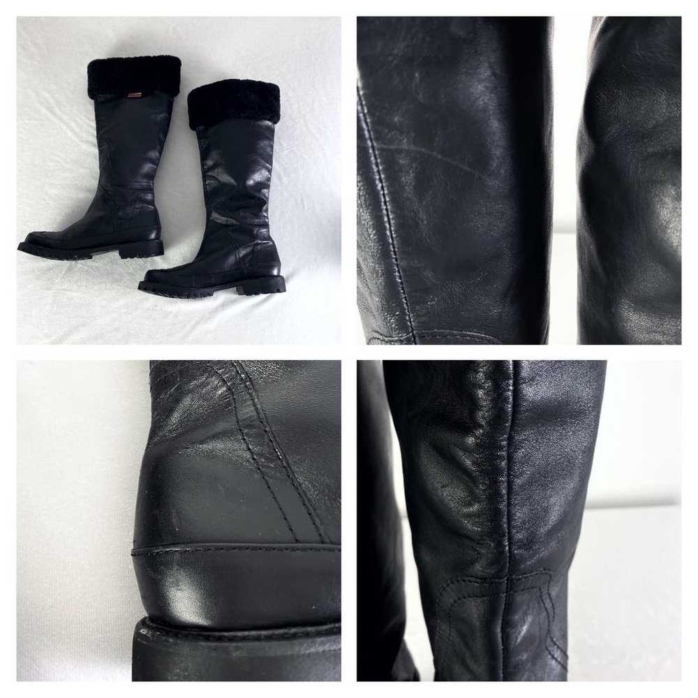 Hunter Black Steamboat Shearling Trim Tall Boots … - image 5