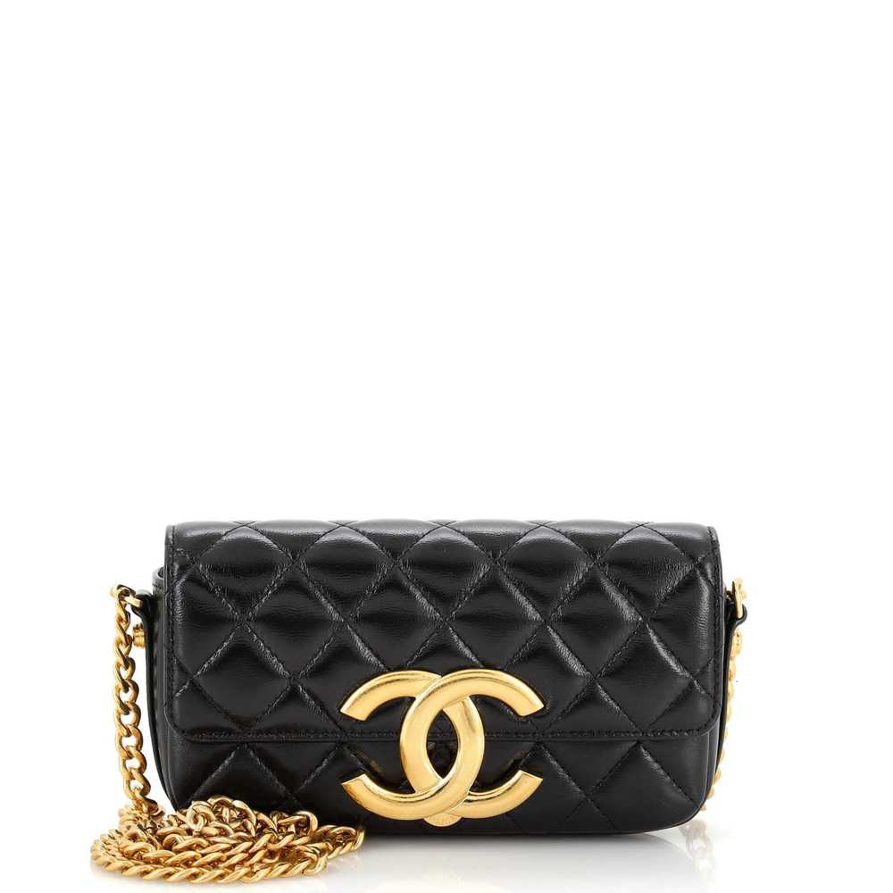 Chanel Giant CC Flap Phone Holder with Chain Quil… - image 1