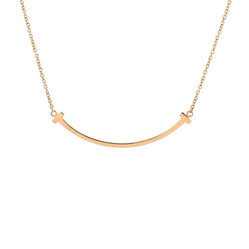 Tiffany & Co. T Smile Pendant Necklace 18K Rose G… - image 1
