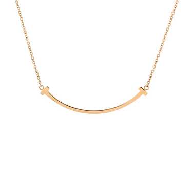 Tiffany & Co. T Smile Pendant Necklace 18K Rose G… - image 1