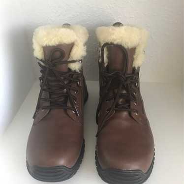 Ugg lace up brown leather boots