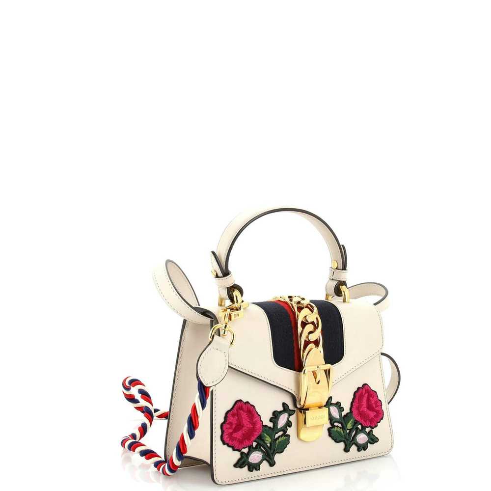 Gucci Sylvie Top Handle Bag Embroidered Leather M… - image 2