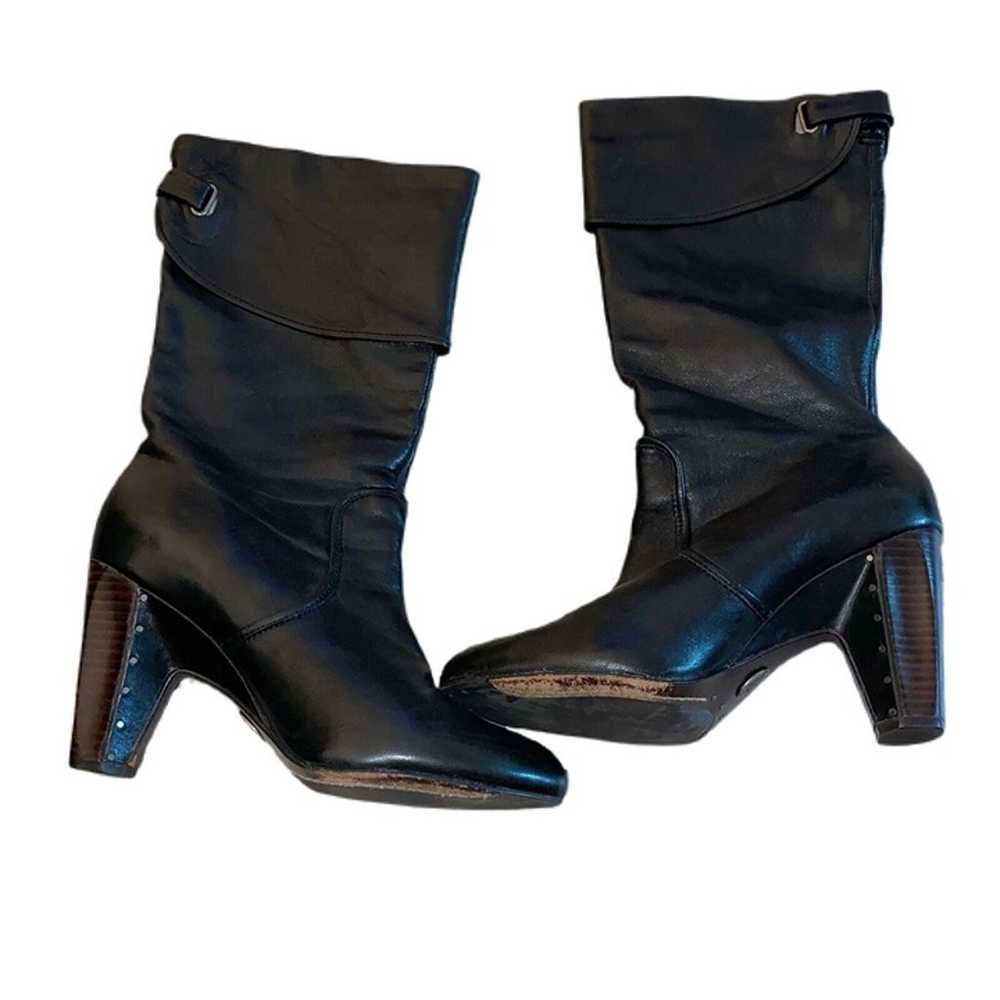 FRYE Bethany Cuff Shortie Boots Black Leather Mid… - image 1