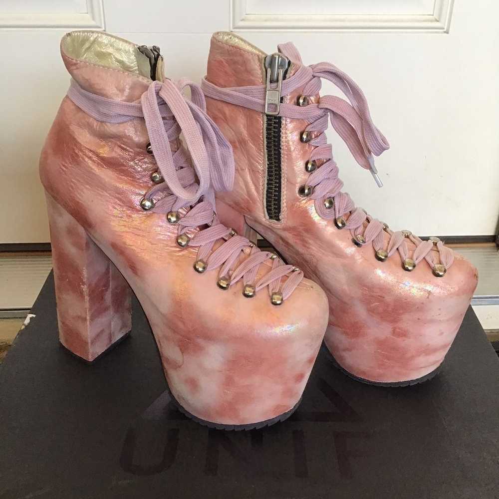 UNIF Hellbound Pink Platform Boots sz 6 - image 1