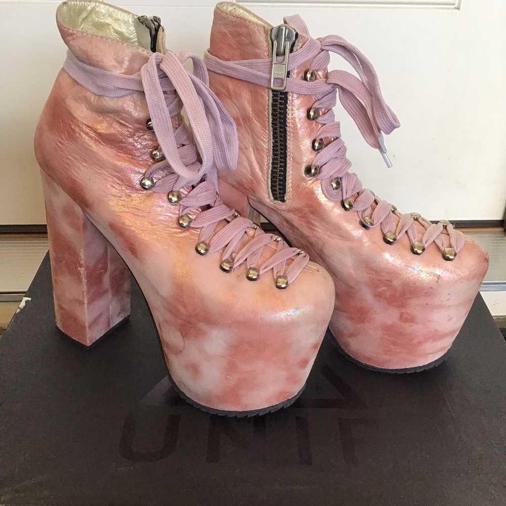 UNIF Hellbound Pink Platform Boots sz 6 - image 2