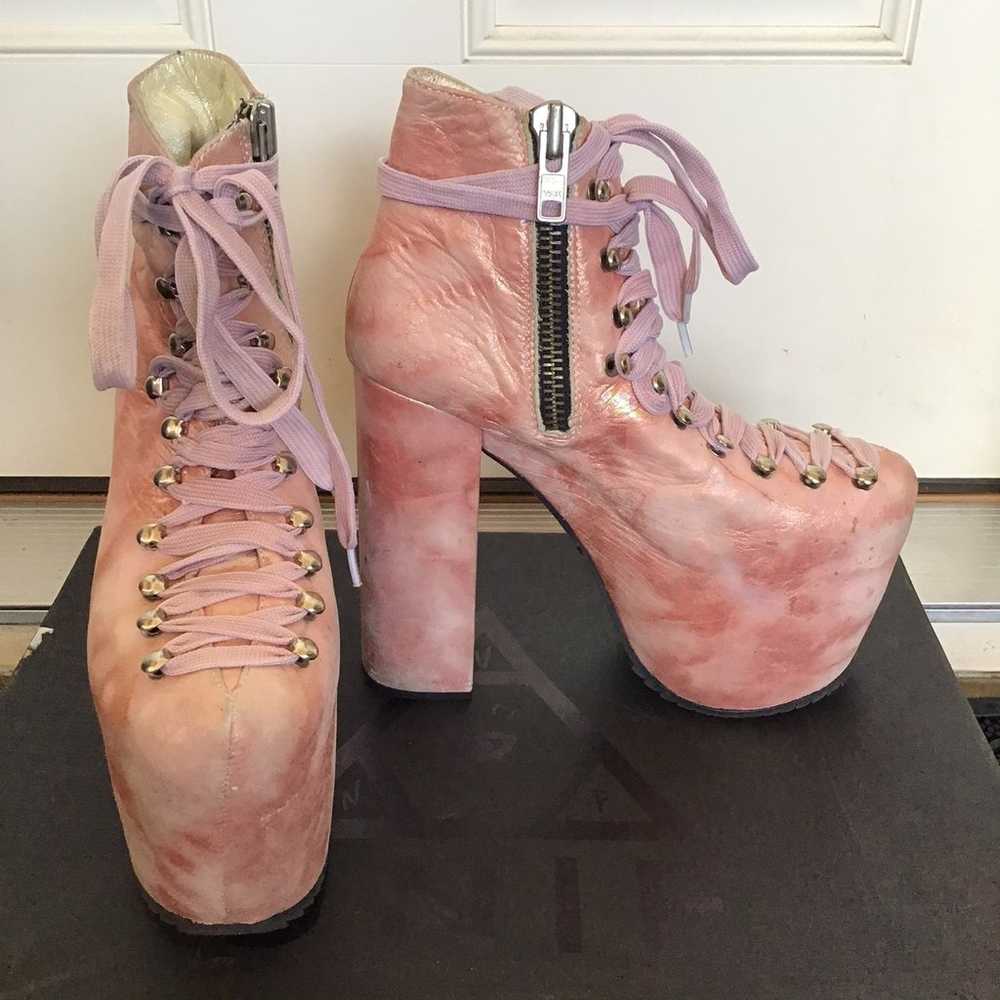 UNIF Hellbound Pink Platform Boots sz 6 - image 3