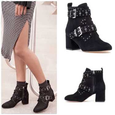 REBECCA MINKOFF Suede Studded Moto Ankle Boots in… - image 1