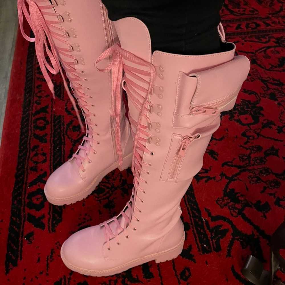 Pink combat boots - image 1